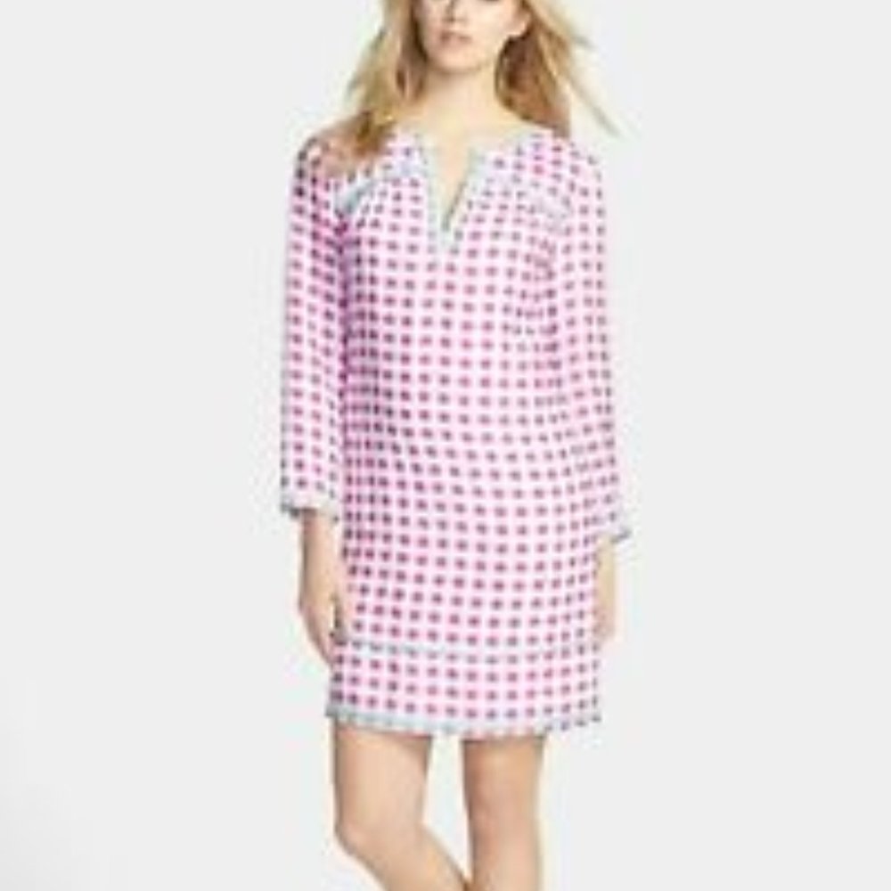 Vineyard Vines Purple & White Silk Shift Dress